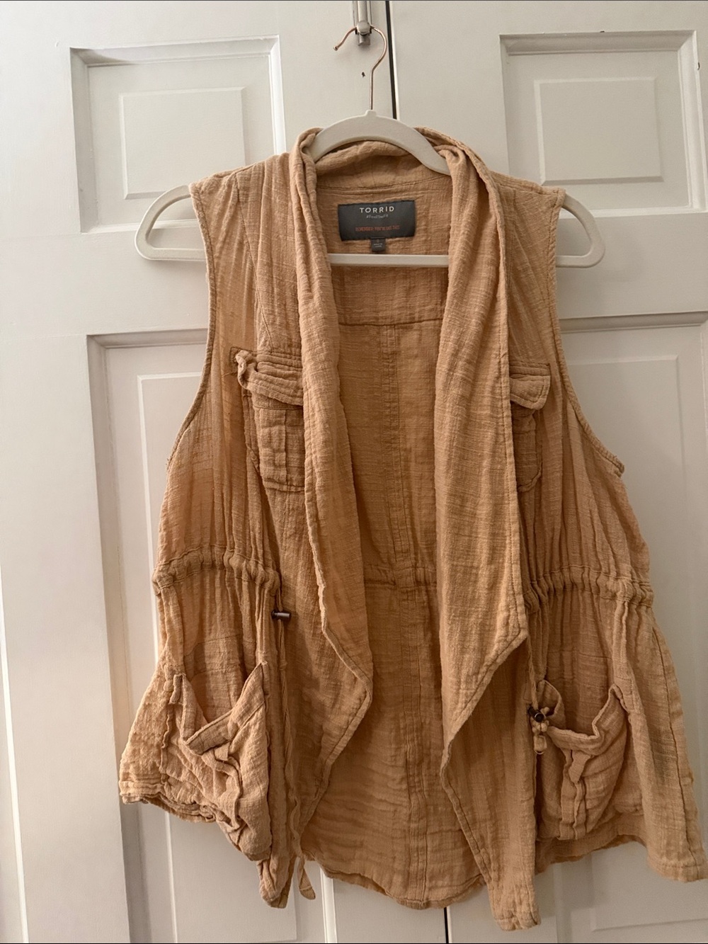 torrid Tan Textured Draped Open-Front Vest